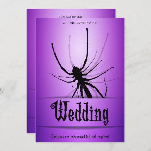 ハロウィーン結婚式招待状紫スパイダー 招待状 (正面/裏面)