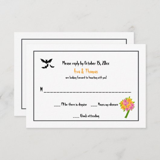 ハロウィーン結婚式RSVPカード 出欠カード (正面/裏面)