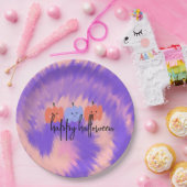 ハロウィーン絞り染めパンプキンハンドドロー ペーパープレート (パーティー)