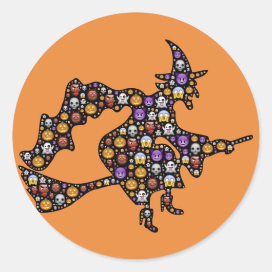 ハロウィーン絵文字ウィッチシール ラウンドシール (正面)