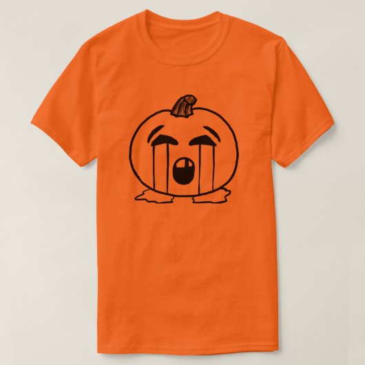 ハロウィーン絵文字シャツカボチャ泣き叫び絵文字の衣装 Tシャツ (デザイン正面)