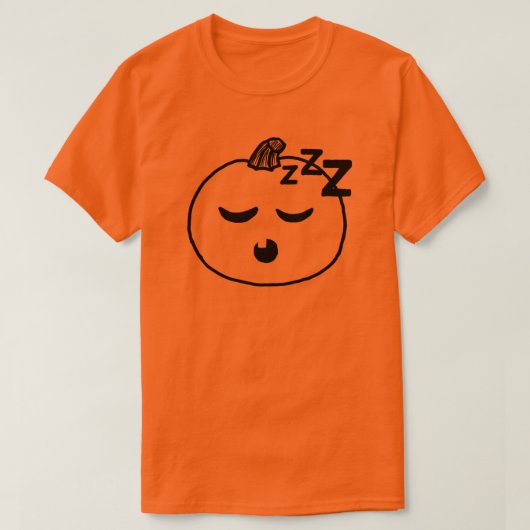 ハロウィーン絵文字シャツカボチャ眠い絵文字先生 Tシャツ (デザイン正面)