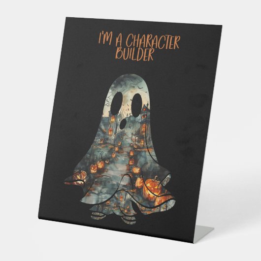 ハロウィーン肯定幽霊ユーモア 台座サイン (正面)