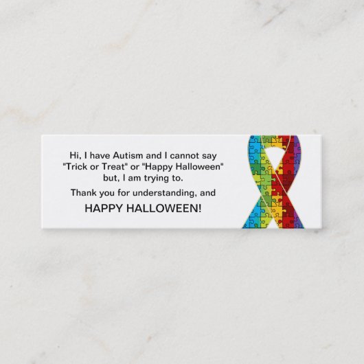 ハロウィーン自閉症トリックトリートカードリボン2 スキニー名刺 (正面)