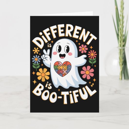 ハロウィーン自閉症啓発 Different Is Boo Tiful カード (正面)