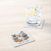 ハロウィーン英語のブルドッグカボチャのトリックまたは治療 スクエアペーパーコースター (インサイチュ)