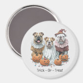ハロウィーン英語のブルドッグカボチャのトリックまたは治療 マグネット (正面/裏面)