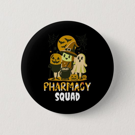 ハロウィーン薬局分隊ピルズ服装薬薬剤師 缶バッジ (正面)