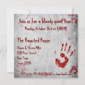 ハロウィーン血ハンドプリント血痕 招待状 (裏面)