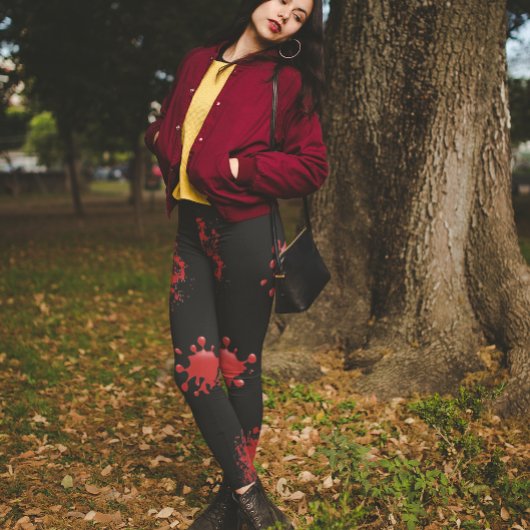 ハロウィーン血（ばちゃばちゃ）跳ねるスプラッシュ怖い血 レギンス