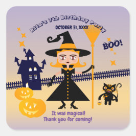 ハロウィーン衣装ガールウィッチバースデーパーティー スクエアシール