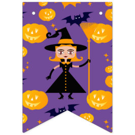 ハロウィーン衣装ガールウィッチバースデーパーティー バンティングフラッグ