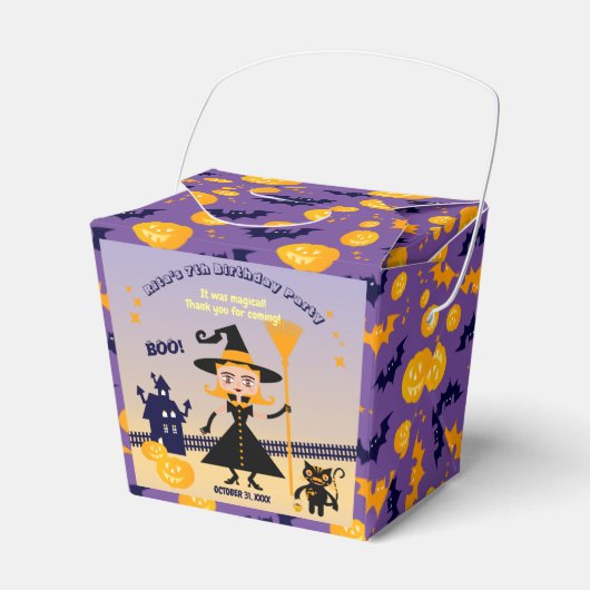 ハロウィーン衣装ガールウィッチバースデーパーティー フェイバーボックス (正面サイド)