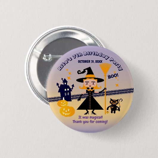 ハロウィーン衣装ガールウィッチバースデーパーティー 缶バッジ (正面&裏面)