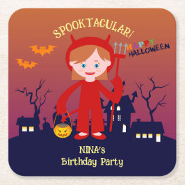 ハロウィーン衣装ガールバースデーパーティー スクエアペーパーコースター
