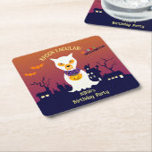 ハロウィーン衣装ガールバースデーパーティー スクエアペーパーコースター (アングル)