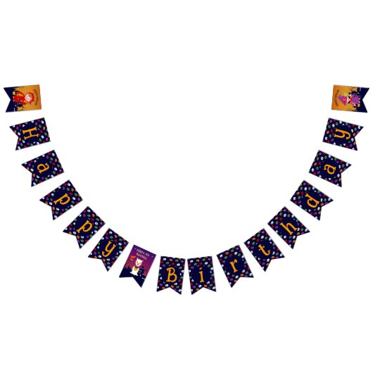 ハロウィーン衣装ガールバースデーパーティー バンティングフラッグ (全)