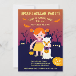 ハロウィーン衣装ガールバースデーパーティー 招待状