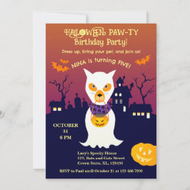 ハロウィーン衣装ガールバースデーパーティー 招待状