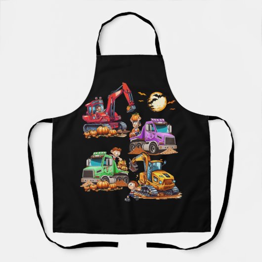 ハロウィーン衣装クレーントラックカボチャ建築 エプロン (正面)