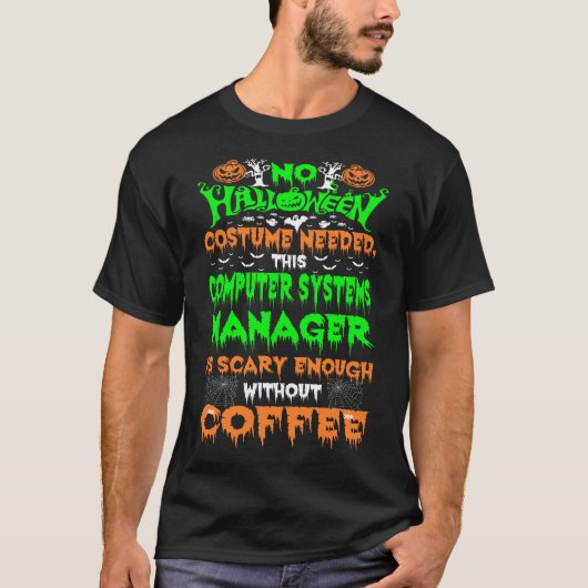 ハロウィーン衣装コンピューターシステムマネージャー怖い Tシャツ (正面)