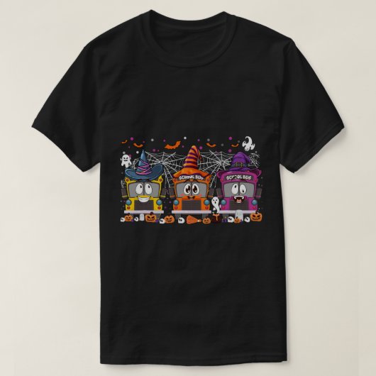 ハロウィーン衣装スクールバスドライバハッピーハロウィー Tシャツ (デザイン正面)