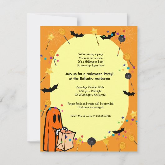 ハロウィーン衣装パーティの招待状 招待状 (正面)