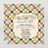 ハロウィーン衣装パーティーカラフルとおもしろい 招待状 (正面/裏面)