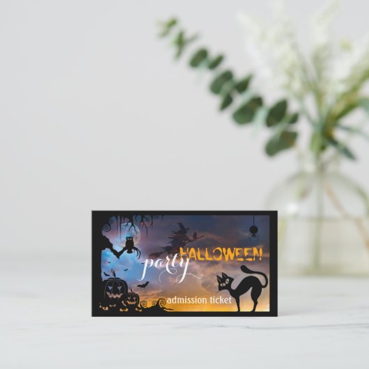 ハロウィーン衣装パーティーチケット名刺 エンクロージャーカード (スタンド正面)