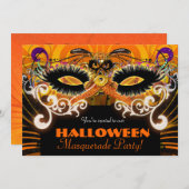 ハロウィーン衣装パーティー仮装マスク招待状 招待状 (正面/裏面)