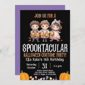 ハロウィーン衣装パーティー誕生日キッズパーティー 招待状 (正面/裏面)