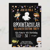 ハロウィーン衣装パーティー誕生日キッズパーティー 招待状 (正面/裏面)