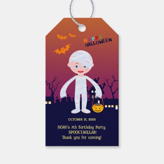 ハロウィーン衣装ボーイ誕生日パーティー ギフトタグ (正面)