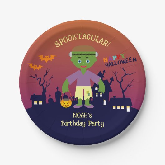 ハロウィーン衣装ボーイ誕生日パーティー ペーパープレート (正面)