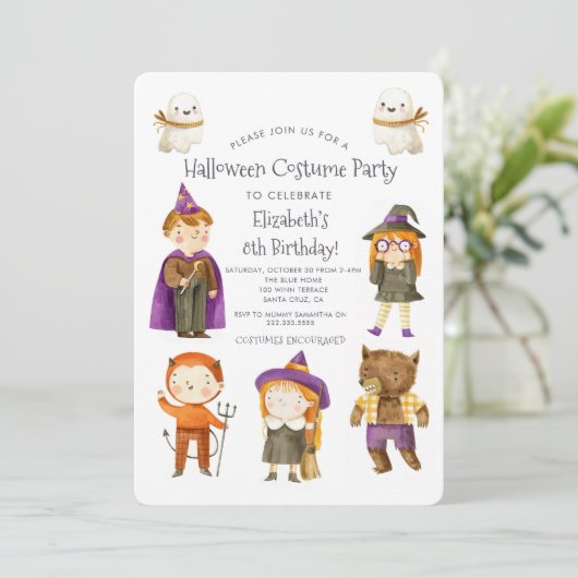 ハロウィーン衣装子供の誕生日パーティの招待状 招待状 (スタンド正面)