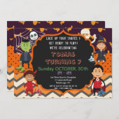 ハロウィーン衣装誕生日パーティーの招待|キッズ 招待状 (正面/裏面)