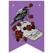 ハロウィーン装飾レイヴン、バラ&スカル バンティングフラッグ (第2の旗)