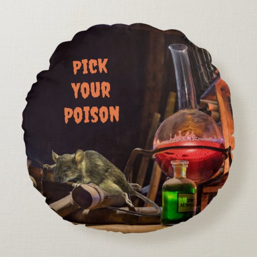 ハロウィーン装飾用クッション、毒を選ぶ ラウンドクッション (正面)