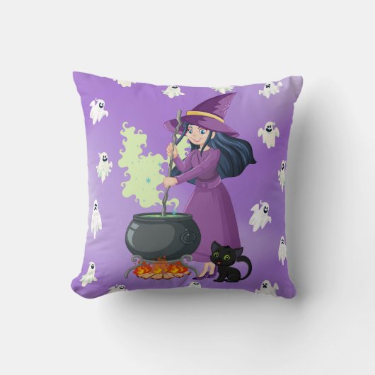 ハロウィーン装飾用クッション – 魔女の醸造 クッション (正面)