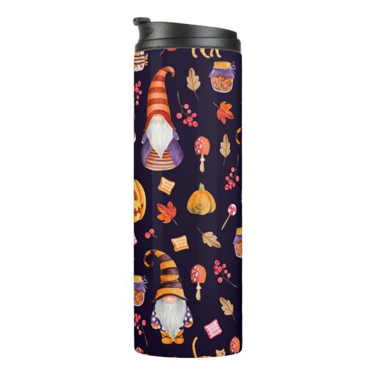 ハロウィーン要素を使用したヴィンテージのシームレスなパターン。  タンブラー (回転右)