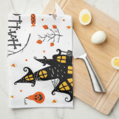 ハロウィーン要素ヴィンテージセットデザイン キッチンタオル (四つ折り)