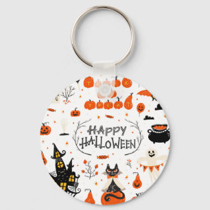ハロウィーン要素ヴィンテージセットデザイン キーホルダー