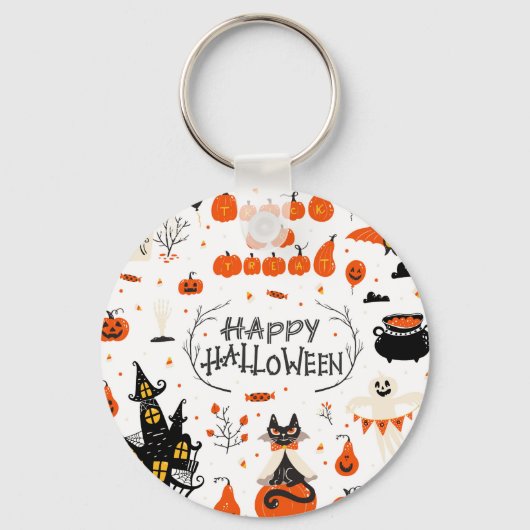 ハロウィーン要素ヴィンテージセットデザイン キーホルダー (正面)