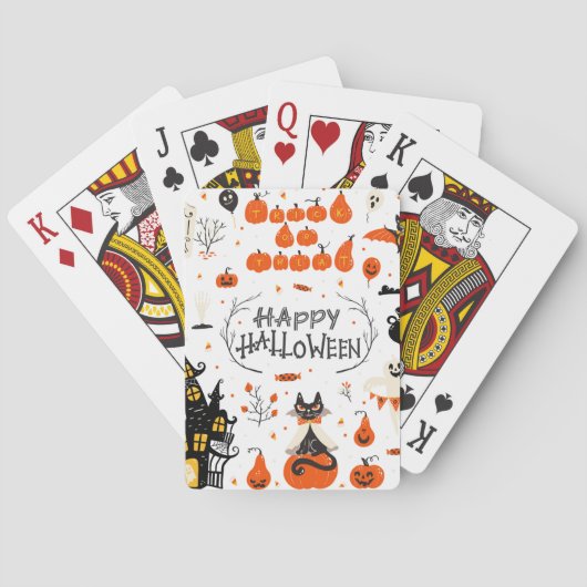 ハロウィーン要素ヴィンテージセットデザイン トランプ (裏面)