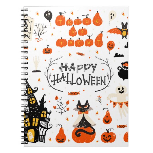 ハロウィーン要素ヴィンテージセットデザイン ノートブック (正面)