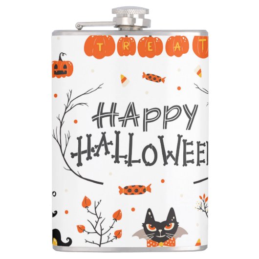 ハロウィーン要素ヴィンテージセットデザイン フラスク (正面)