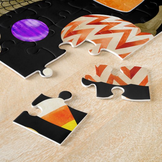 ハロウィーン要素:カボチャ、スカル、ミイラ模様 ジグソーパズル (側面)