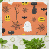 ハロウィーン記号の背景 キッチンタオル (折り畳み)