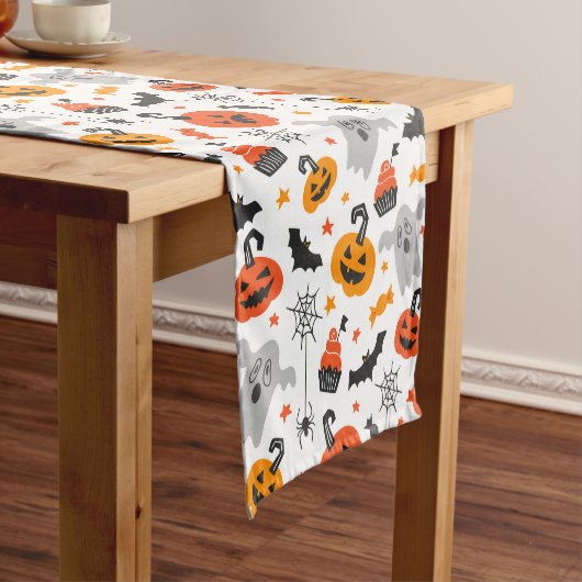 ハロウィーン記号パターン ショートテーブルランナー (インサイチュ)
