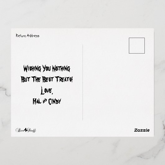 ハロウィーン記号枠ハッピーハローウィン 箔シーズンポストカード (裏面)